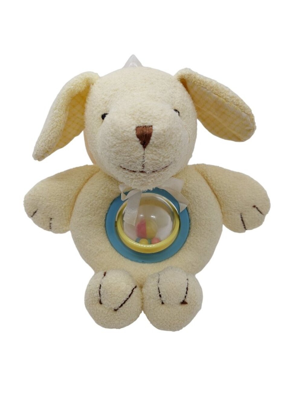 Carters Just One Year Joy Rattle Ball Belly Toy Puppy Yellow Plush Dog